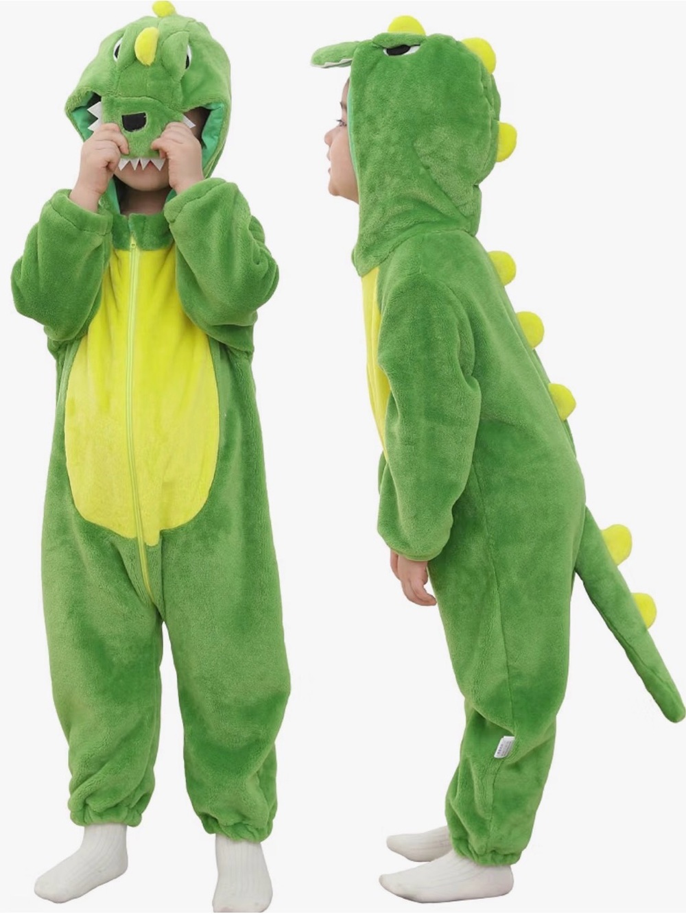 Amazon Kids Green Dinosaur Costume Onesie with Hood